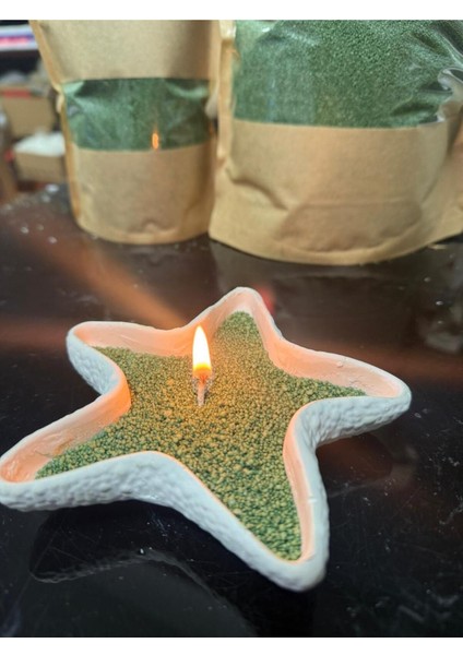 250G Haki Inci Tozu Mum, Vanilya Aroması, Fitil Hediyeli, Toz ve Kum Mum modelleri