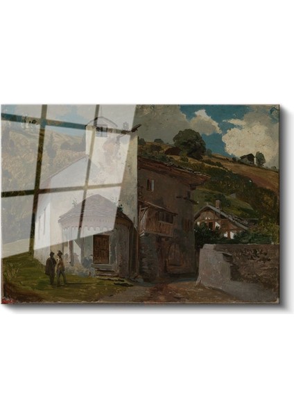 Jean-Baptiste-Camille Corot - Italyan Köy Kilisesi Cam Tablo fiyatları