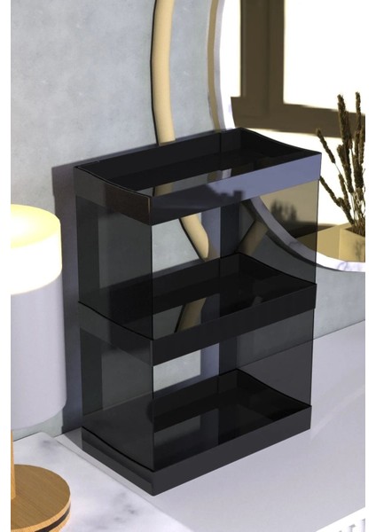 Iki Katlı Çok Amaçlı Makyaj ve Takı Düzenleyici Seti, Siyah fiyatları