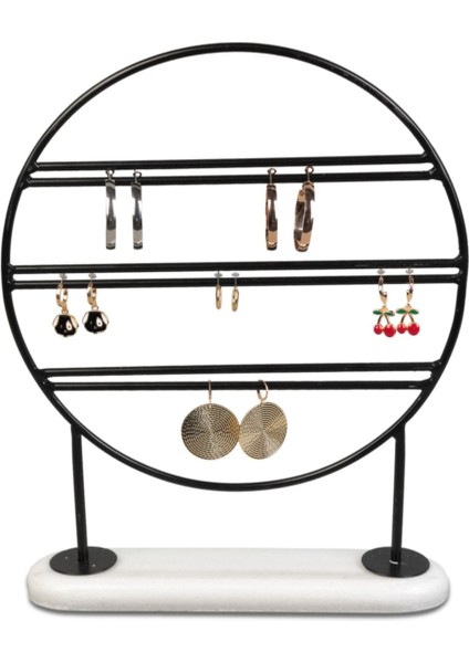 Şık Yuvarlak Siyah Metal Takı Standı, Düzenleyici ve Estetik Bir Seçenek