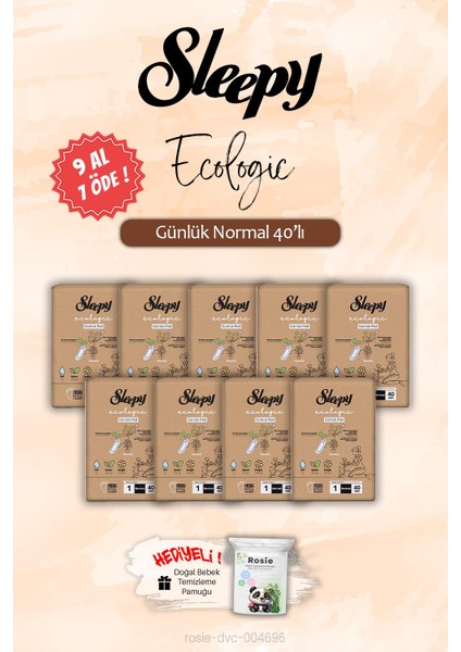 9 Al 7 Öde Sleepy Ecologic Normal 40'lı Günlük Ped, Rosie Hediye