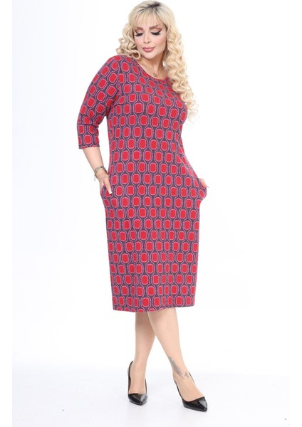 Çift Cepli Kışlık Büyük Beden Elbise 32D-2479 modelleri