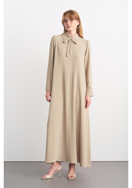 Yaka Bağlamalı Uzun Elbise Taş modelleri