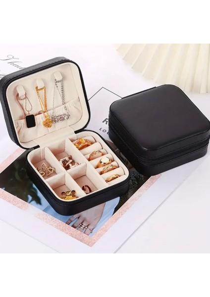 Şık Siyah Fermuarlı Takı Saklama Kutusu, Havalı ve Güzel Tasarım