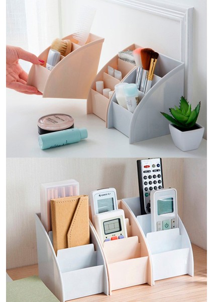 3 Bölmeli Şık Masaüstü Aksesuar Düzenleyici, Ofis ve Ev Kullanımı Için Ideal