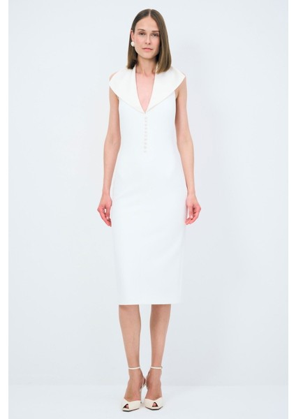 Saten Detaylı Elbise Kemik 12445469000