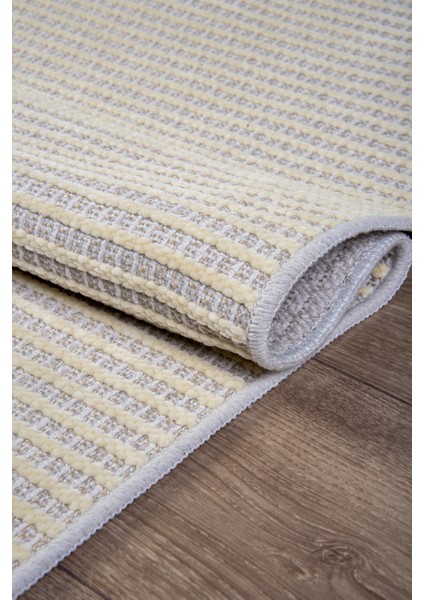 Beyaz Şönil %100 Pamuk Yumuşak Kaymaz Taban Yıkanabilir Kilim Yolluk Salon Oturma Çocuk Odası Dokuma