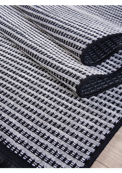 Gri Şönil %100 Pamuk Yumuşak Kaymaz Taban Yıkanabilir Kilim Yolluk Salon Oturma Çocuk Odası Dokuma