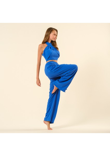 Protı Bağlamalı Polyester Pantolon - Lacivert