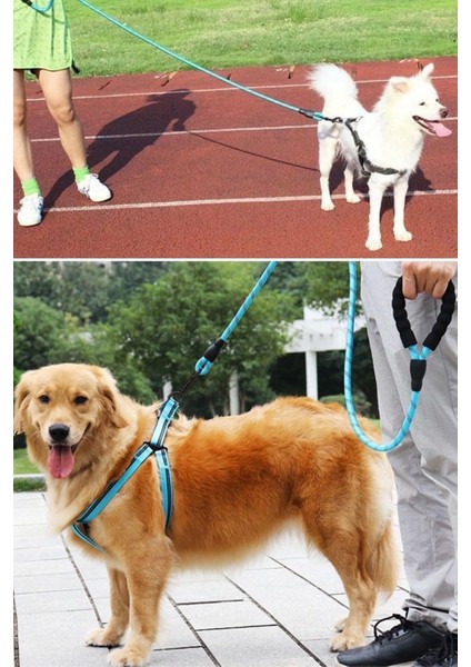 Reflektörlü Fosforlu Köpek Gezdirme Halatı Tasma Kayışı Metal Kancalı 130 cm