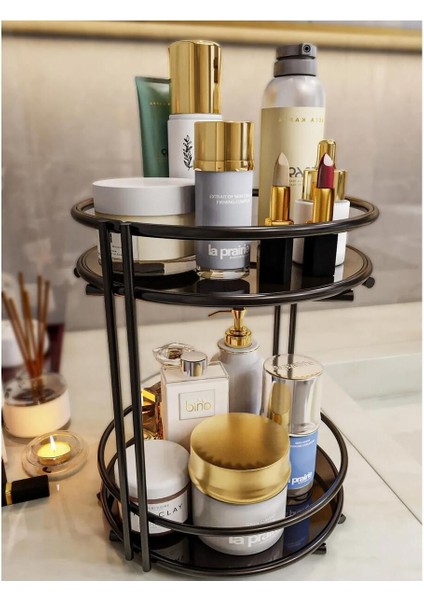 Iki Katlı Banyo ve Takı Organizeri, Çok Amaçlı Servis Tepsisi Siyah fiyatları