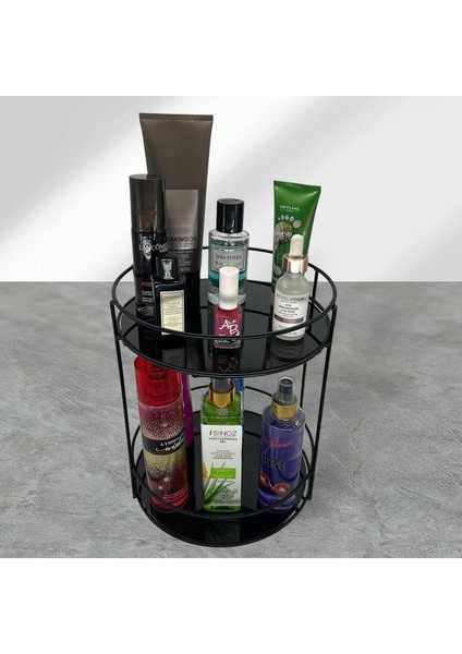 Iki Katlı Banyo ve Takı Organizeri, Çok Amaçlı Servis Tepsisi Siyah modelleri