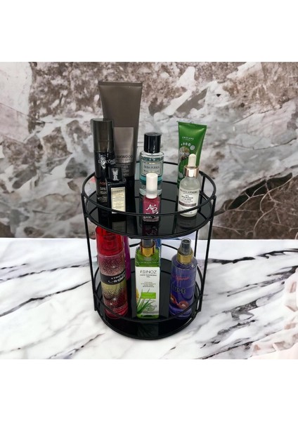 Iki Katlı Banyo ve Takı Organizeri, Çok Amaçlı Servis Tepsisi Siyah fırsatları