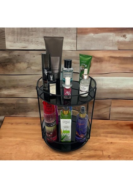 Iki Katlı Banyo ve Takı Organizeri, Çok Amaçlı Servis Tepsisi Siyah indirimleri