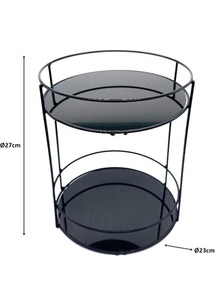 Iki Katlı Banyo ve Takı Organizeri, Çok Amaçlı Servis Tepsisi Siyah