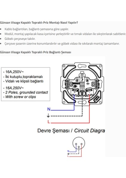 Visage Beyaz Kapaklı Topraklı Priz Çerçevesiz - Priz ve Anahtar Için Uyumlu Çerçeve fiyatları