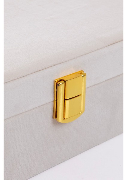 Kadife Takı Organizer, Aynalı Bej Mücevher Kutusu, 25X16X7 cm modelleri