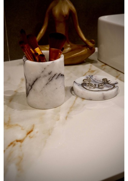 Mermer Fırçalık ve Yüzüklük Seti, Şık ve Kullanışlı Tasarım fiyatları