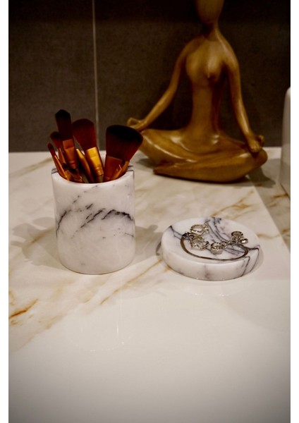 Mermer Fırçalık ve Yüzüklük Seti, Şık ve Kullanışlı Tasarım modelleri