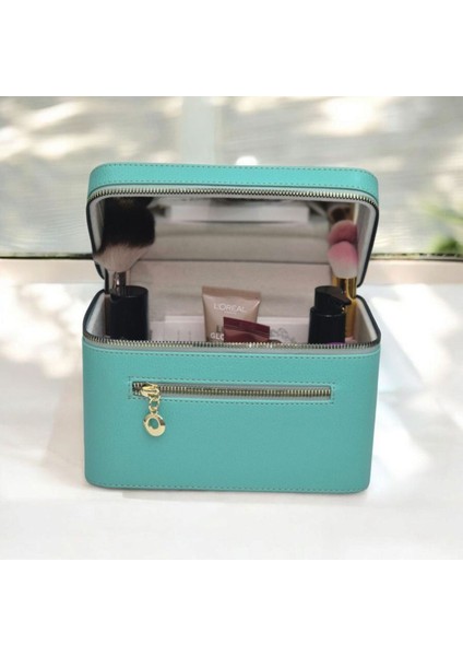 Su Yeşili Aynalı Seyahat Makyaj Çantası, Şık ve Pratik Tasarım fırsatları