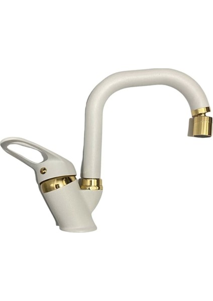 Beyaz Gold Banyo Lavabo Bataryası Musluğu Çeşmesi Oynar Başlıklı fiyatları
