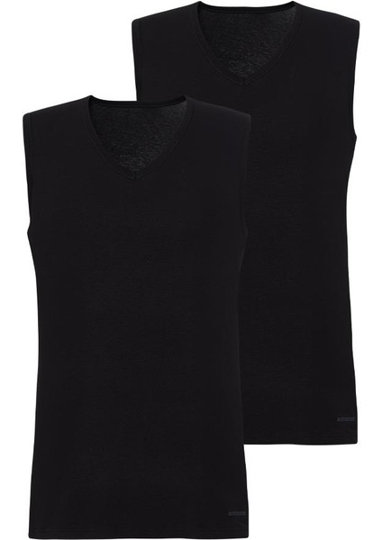 Tender Cotton 2'li V Yaka Siyah Atlet 9677
