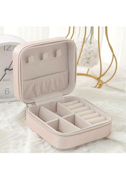 Pudra Pembe Fermuarlı Takı Saklama Kutusu, Şık ve Güvenli Tasarım fiyatları