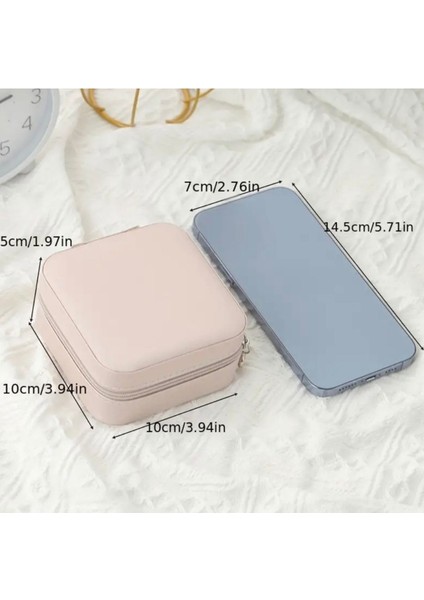 Pudra Pembe Fermuarlı Takı Saklama Kutusu, Şık ve Güvenli Tasarım modelleri