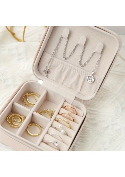 Pudra Pembe Fermuarlı Takı Saklama Kutusu, Şık ve Güvenli Tasarım fırsatları