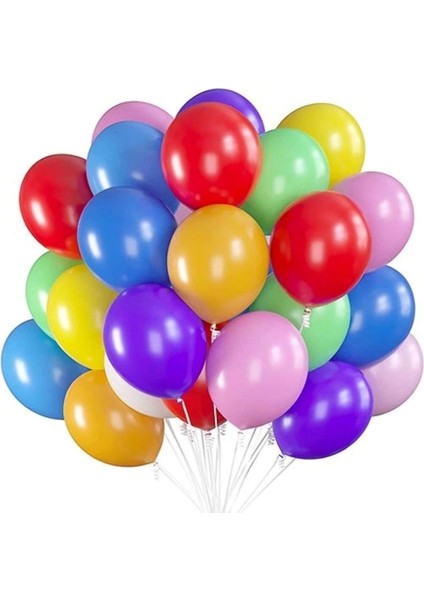 25 Adet Karışık Renkli Balon 9A Parti Organizasyon Balonu