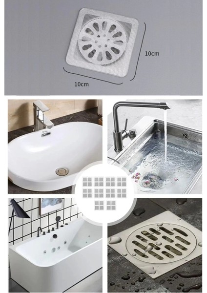 10'lu Banyo ve Mıutfak Lavabo Koku Önleyici ve Haşere Böcek Önleyici Gider Filtresi