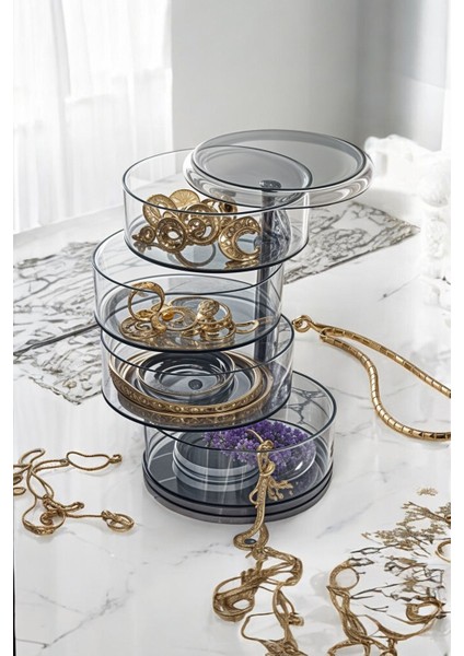 Şık 360° Kristal Makyaj ve Takı Düzenleyici, Beyaz