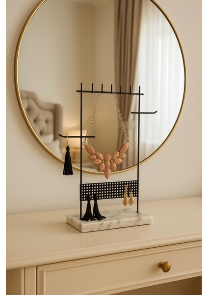 Şık ve Çok Fonksiyonlu Takı Düzenleyici, Siyah ve Beyaz Renk Seçenekleriyle.