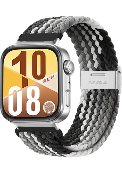 Huawei Watch Fit 3 / Fit 4 / Fit 4 Pro Uyumlu Metal Clips Kumaş Örgü Akıllı Saat Kordon