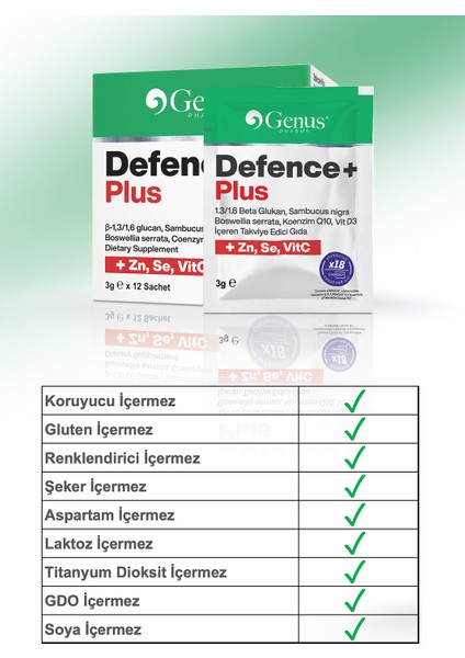 Defence Plus – Beta Glukan, Kara Mürver İçeren Takviye Gıda (3G X 12 SAŞE) indirimleri