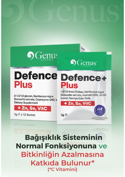 Defence Plus – Beta Glukan, Kara Mürver İçeren Takviye Gıda (3G X 12 SAŞE)