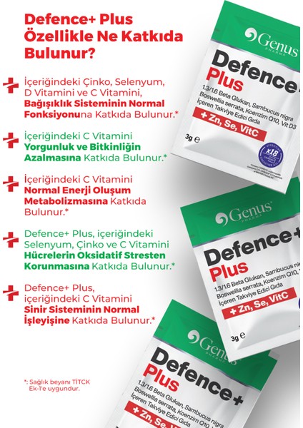 Defence Plus – Beta Glukan, Kara Mürver İçeren Takviye Gıda (3G X 12 SAŞE) fiyatları