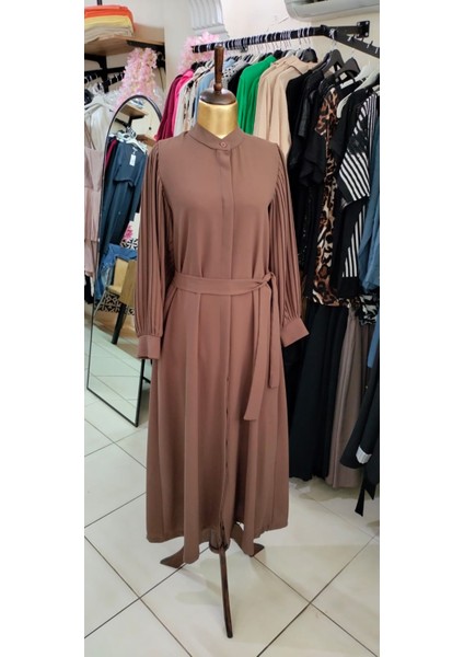 Kadın Tesettür Kahverengi Ferace