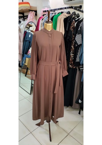 Kadın Tesettür Kahverengi Ferace modelleri