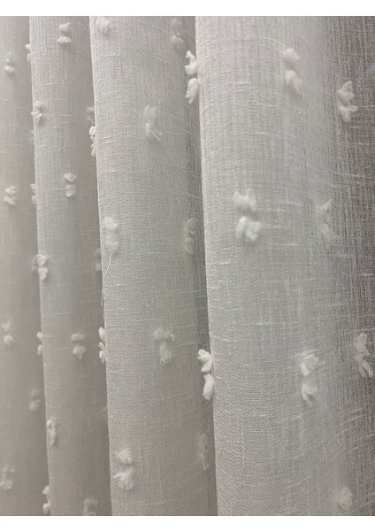 Keten Karlı Zeminli Ponponlu Tül Perde – 1/2,5 Orta Pileli, Ütü Gerektirmez, Modern Şık Tasarım indirimleri