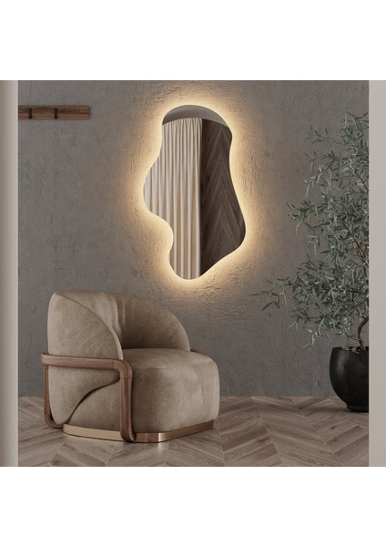 Organik Formlu LED Banyo Aynası – Asimetrik Duvar Tipi Işıklı Ayna (AYP181-L) modelleri