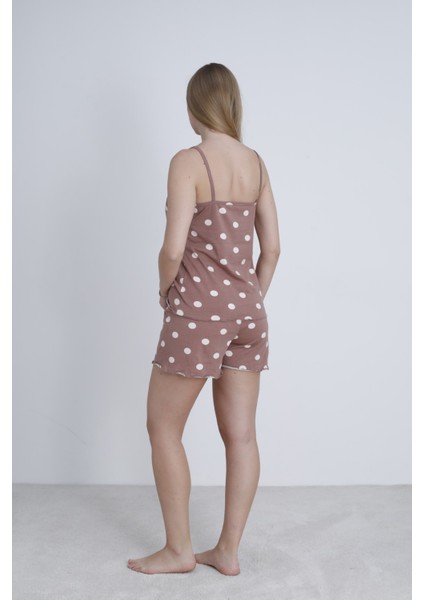 Kadın Ip Askılı Şortlu Yazlık Pijama Takımı
