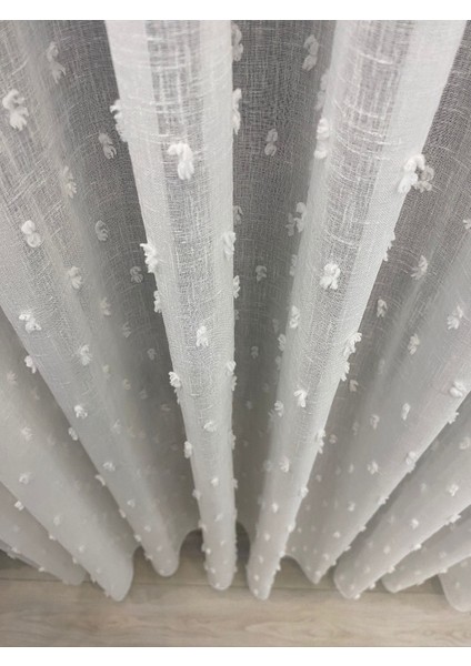 Keten Karlı Zeminli Ponponlu Tül Perde – 1/3 Sık Pileli,ütü Gerektirmez, Modern Şık Tasarım fırsatları