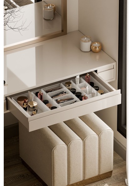 Şeffaf 15'li Makyaj Organizeri Çekmece Içi Düzenleyici Set modelleri