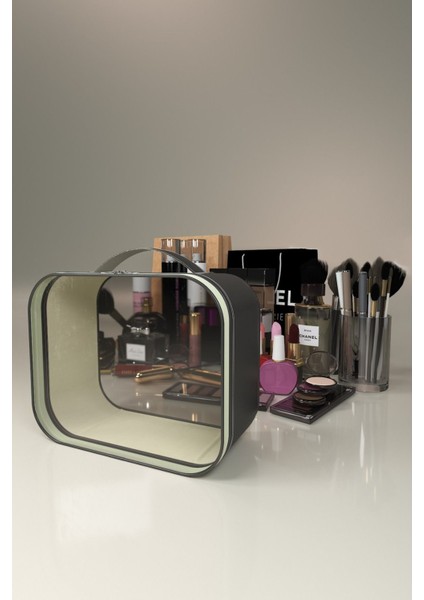 Şeffaf Vegan Deri Makyaj ve Malzeme Taşıma Çantası, Şık ve Kullanışlı Seçenek