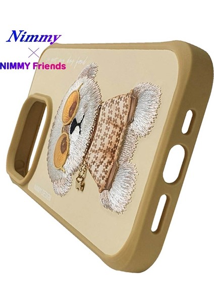 iPhone 15 Pro Max Uyumlu 3D Gözlük Zincir Rich Kedi Nakış İşlemeli Kabartmalı Cool Glasses Kılıf