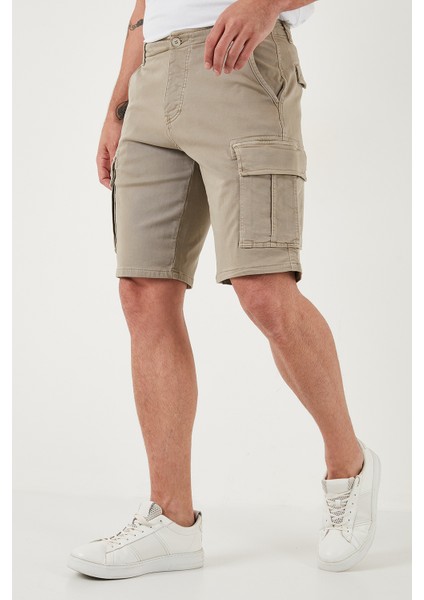 Streç Pamuklu Regular Fit Normal Bel Kargo Cepli Şort Erkek Şort 4510S79MILAN