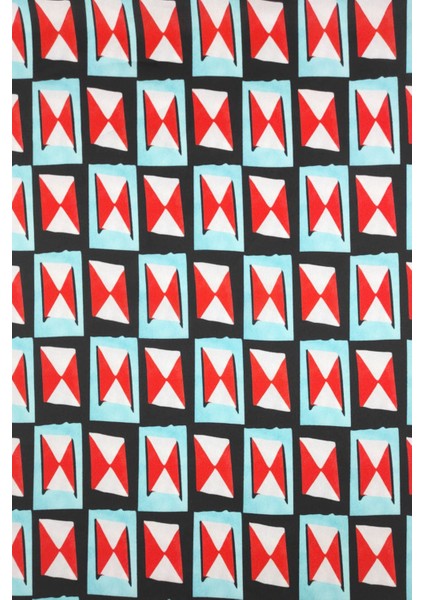 Geometrik Desenli Dijital Baskılı Şifon Saten Kumaş / En 1,50 cm - Elbise , Perde ve Kırlent