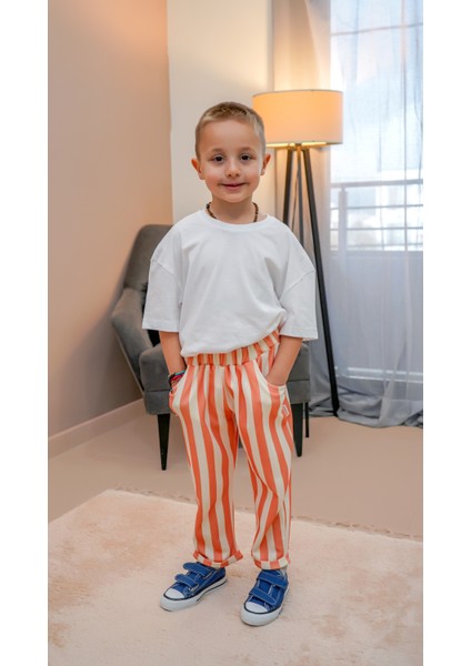 Çocuk Çizgili Yumuşak Alt-Striped Pantolon