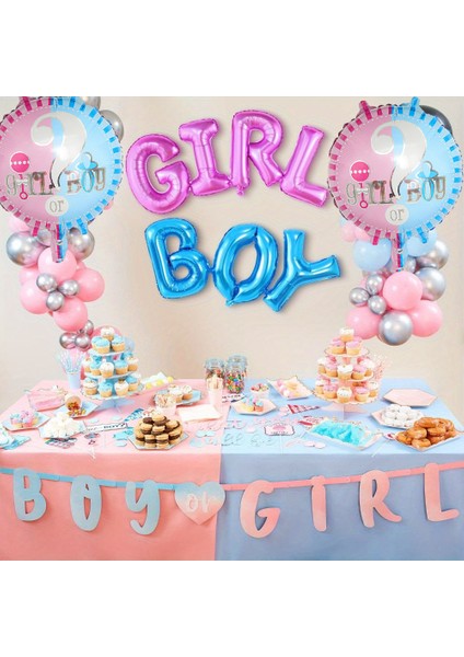 Girl And Boy Yazılı 18 Inç Folyo Balon - Kız Mı Erkek Mi Cinsiyet Belirleme Parti Balonu